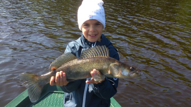 Théo avec un  sandre de 54 cm, Mai 2015  bravo champion!